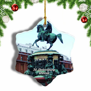 Russia Statue of Nicholas I St. Petersburg Christmas Ornament 3 Inches Snow