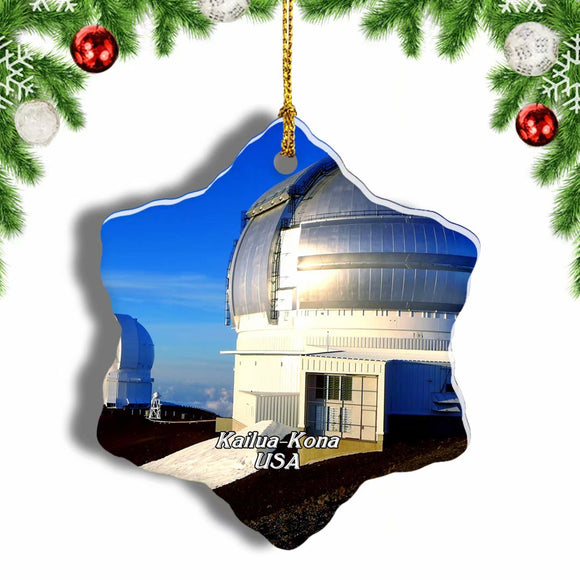 USA America Mauna Kea Summit Kailua-Kona Christmas Ornament 3 Inches Snow