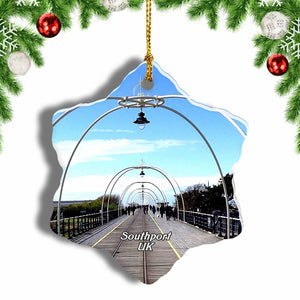 UK England Southport Pier Christmas Ornament 3 Inches Snow