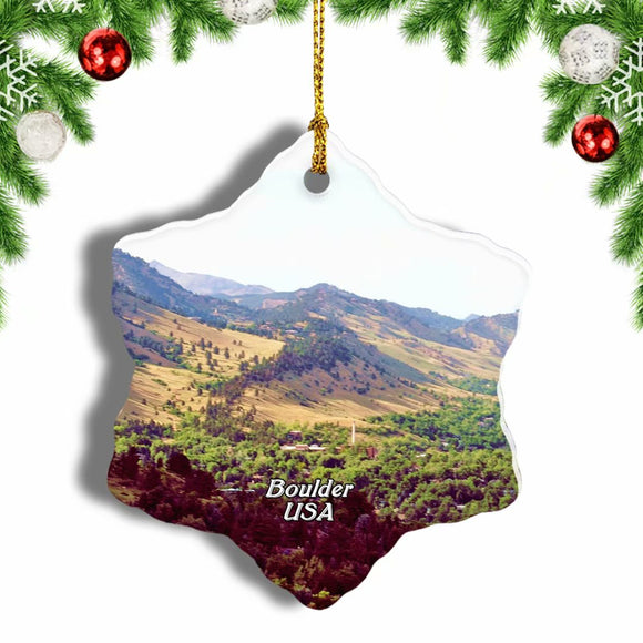 USA America Colorado Chautauqua Park Boulder Christmas Ornament 3 Inches Snow