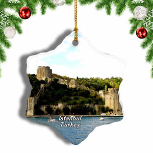 Turkey Istanbul Castle Christmas Ornament 3 Inches Snow