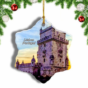 Portugal Belem Tower Lisbon Christmas Ornament 3 Inches Snow