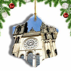 France Chartres Cathedral Christmas Ornament 3 Inches Snow