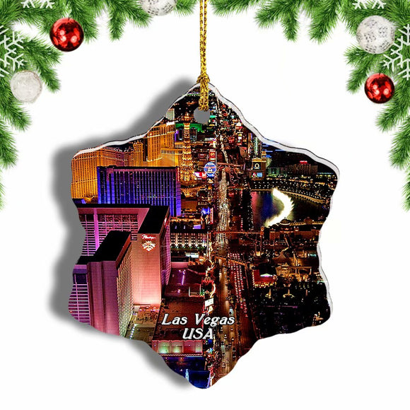 America USA Las Vegas Christmas Ornament 3 Inches Snow