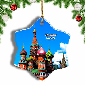 Russia Moscow St Basile Red Square Christmas Ornament 3 Inches Snow