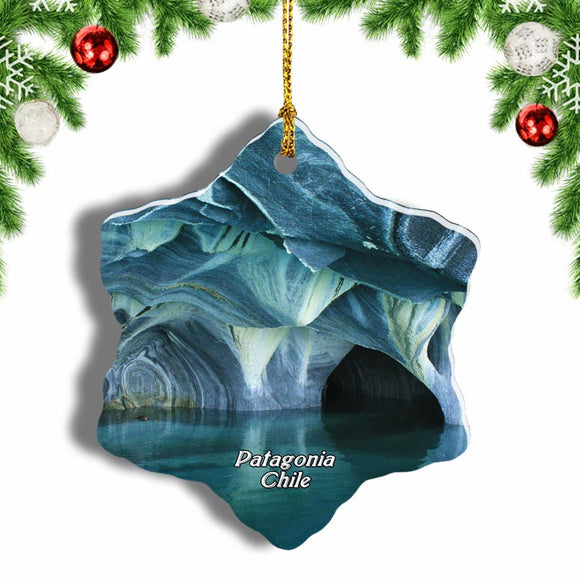 Marble Caverns El lago Carrera General Lakes Patagonia Chile Christmas Ornament 3 Inches Snow