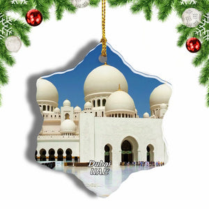 UAE Sheikh Zayed Grand Mosque Abu Dhabi Christmas Ornament 3 Inches Snow