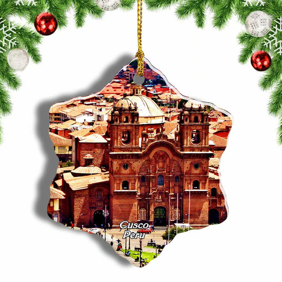 Peru Church of Santo Domingo Cusco Christmas Ornament 3 Inches Snow