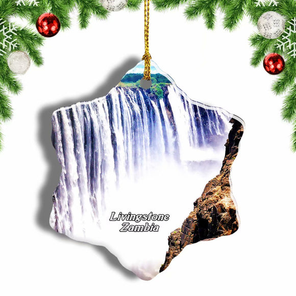 Victoria Falls Livingstone Zambia Christmas Ornament 3 Inches Snow