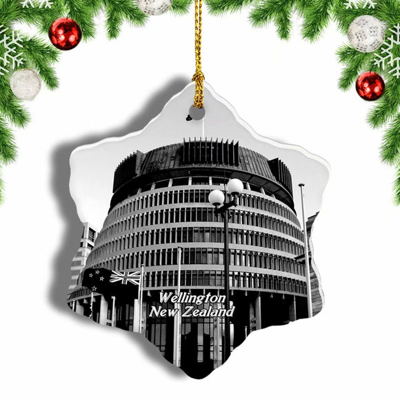 New Zealand Parliament Wellington Christmas Ornament 3 Inches Snow