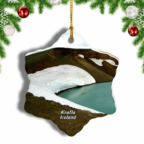 Iceland Volcano Krafla Christmas Ornament 3 Inches Snow