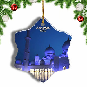 UAE Abu Dhabi Mosque Christmas Ornament 3 Inches Snow