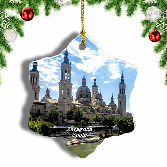 Spain Zaragoza Cathedral Christmas Ornament 3 Inches Snow