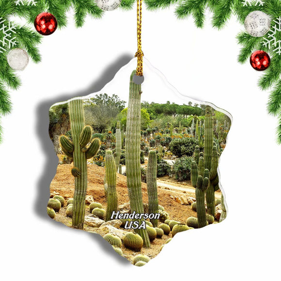 USA America Cactus Gardens Henderson Christmas Ornament 3 Inches Snow