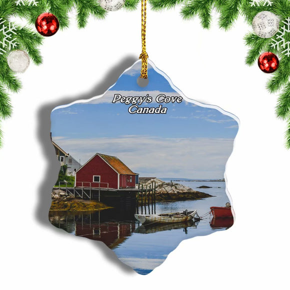 Canada Port Boat Houses Peggy's Cove Christmas Ornament 3 Inches Snow