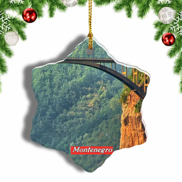 Montenegro Bridge Christmas Ornament 3 Inches Snow