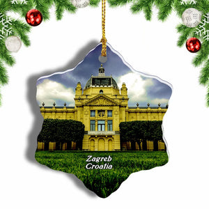 Croatia Art Pavilion Zagreb Christmas Ornament 3 Inches Snow