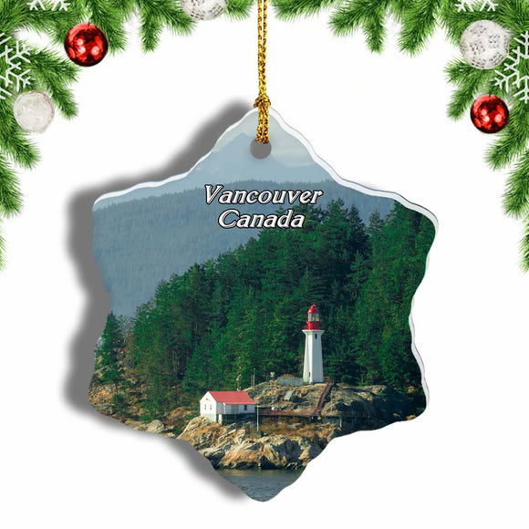 Canada Lighthouse Vancouver Christmas Ornament 3 Inches Snow