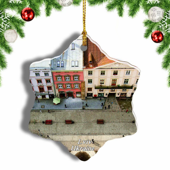 Ukraine Lviv City Hall Christmas Ornament 3 Inches Snow