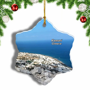 Greece Ancient Thera Kamari Christmas Ornament 3 Inches Snow