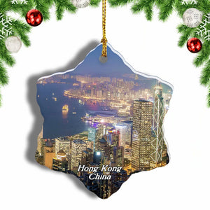 China Hong Kong Victoria Peak Christmas Ornament 3 Inches Snow