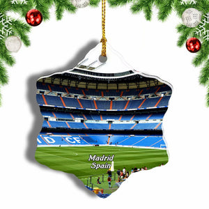 Spain Stadio Bernabeu Madrid Christmas Ornament 3 Inches Snow