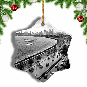 India Marine Drive Mumbai Christmas Ornament 3 Inches Snow