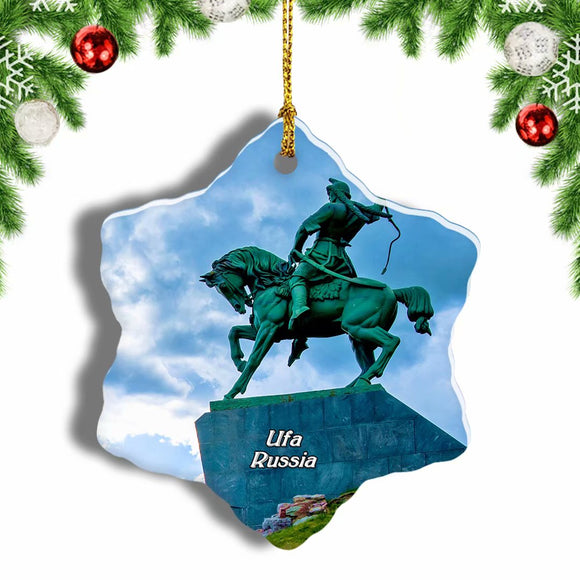 Russia Salavat Yulaev Monument Ufa Christmas Ornament 3 Inches Snow