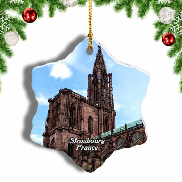 France Strasbourg Cathedral Christmas Ornament 3 Inches Snow