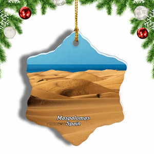 Spain Maspalomas Beach Christmas Ornament 3 Inches Snow