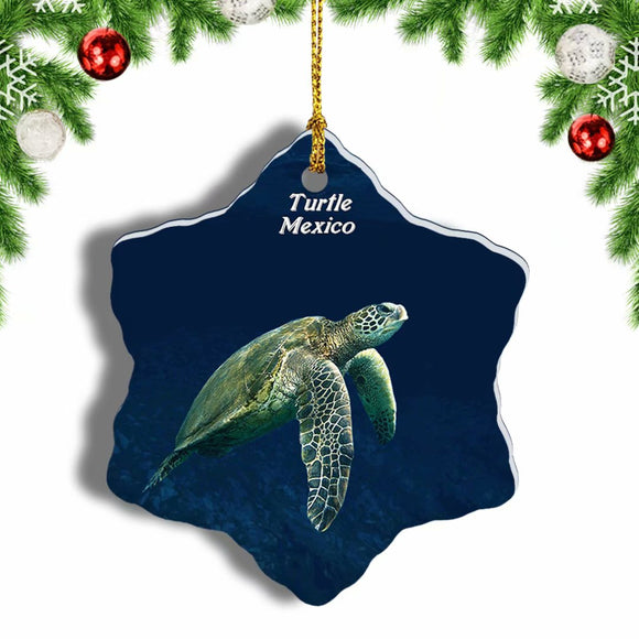 Mexico Turtle Christmas Ornament 3 Inches Snow