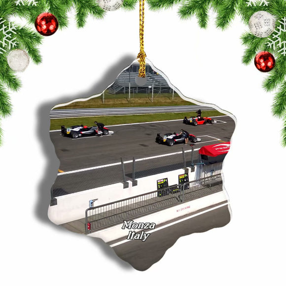 Italy Autodromo Nazionale Monza Christmas Ornament 3 Inches Snow