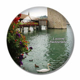 Switzerland Swan Lake Lucerne 3D Fridge Magnet Crystal Glass