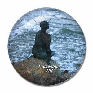 UK England The Folkestone Mermaid 3D Fridge Magnet Crystal Glass