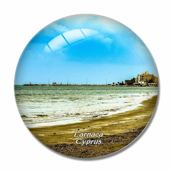 Golden Beach Larnaca Cyprus 3D Fridge Magnet Crystal Glass