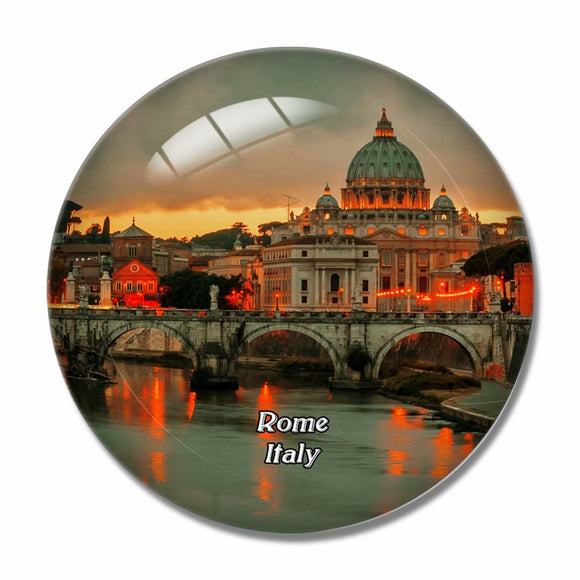 Italy Rome Bridge Sant' Angelo 3D Fridge Magnet Crystal Glass