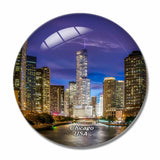 America USA Chicago Illinois River 3D Fridge Magnet Crystal Glass