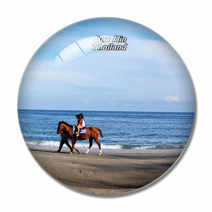 Thailand Horse Riding Beach Hua Hin 3D Fridge Magnet Crystal Glass