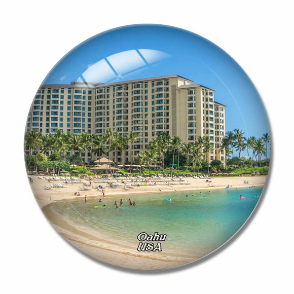 America USA Lagoon Oahu Hawaii 3D Fridge Magnet Crystal Glass