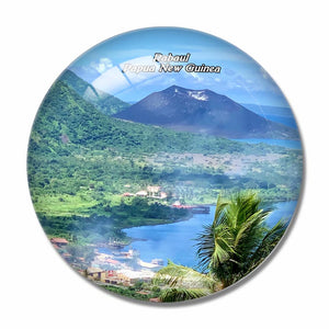 Papua New Guinea Rabaul Volcano 3D Fridge Magnet Crystal Glass