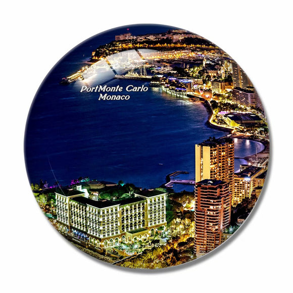 Monte Carlo Harbor Monaco 3D Fridge Magnet Crystal Glass