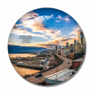 America USA Seattle Marina Harbor 3D Fridge Magnet Crystal Glass