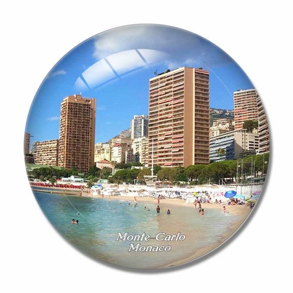 Monaco Larvotto Beach Monte-Carlo 3D Fridge Magnet Crystal Glass