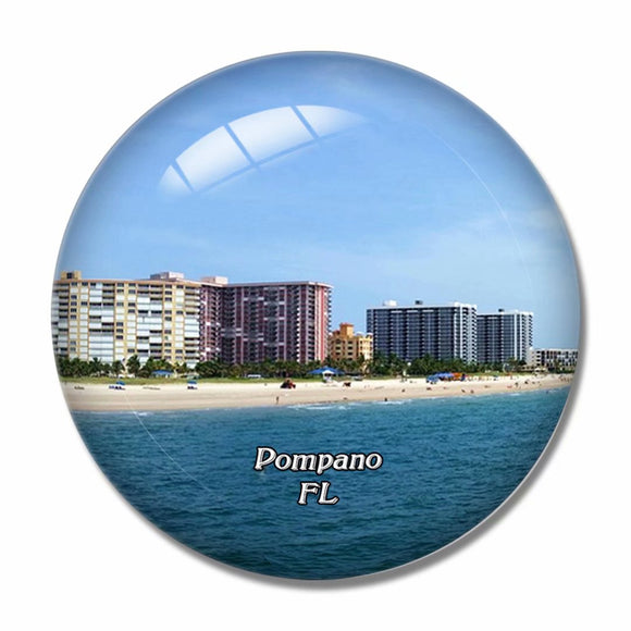 Pompano beach Florida USA 3D Fridge Magnet Crystal Glass