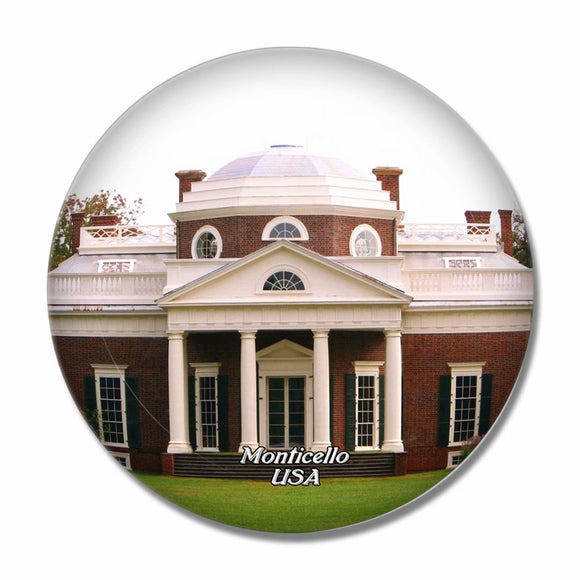 USA America Charlottesville Monticello 3D Fridge Magnet Crystal Glass