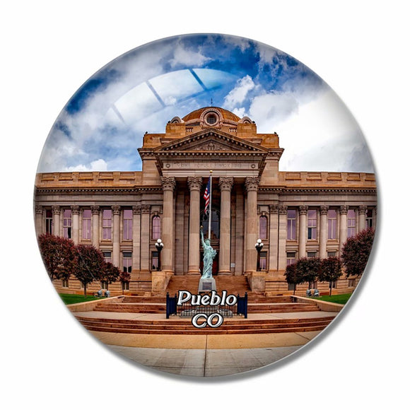 Pueblo Courthouse Colorado USA 3D Fridge Magnet Crystal Glass