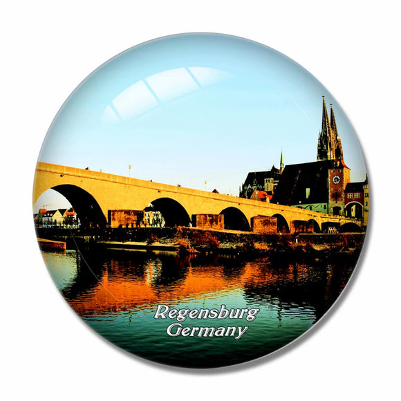 Germany Old Stone Bridge Regensburg 3D Fridge Magnet Crystal Glass