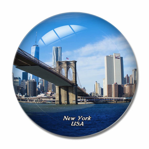 America USA Brooklyn Bridge Manhattan New York 3D Fridge Magnet Crystal Glass