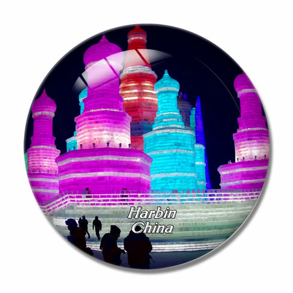 China Harbin Ice and Snow World 3D Fridge Magnet Crystal Glass