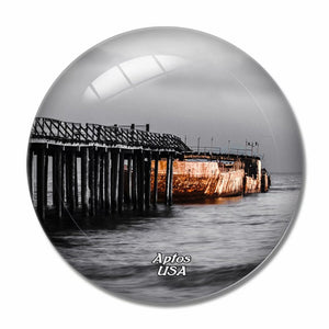 America USA Beach Aptos 3D Fridge Magnet Crystal Glass